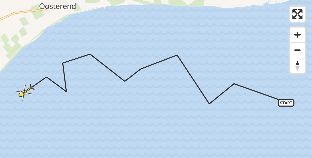 Routekaart van de vlucht: Ambulanceheli naar Oosterend, Lancasterdijk