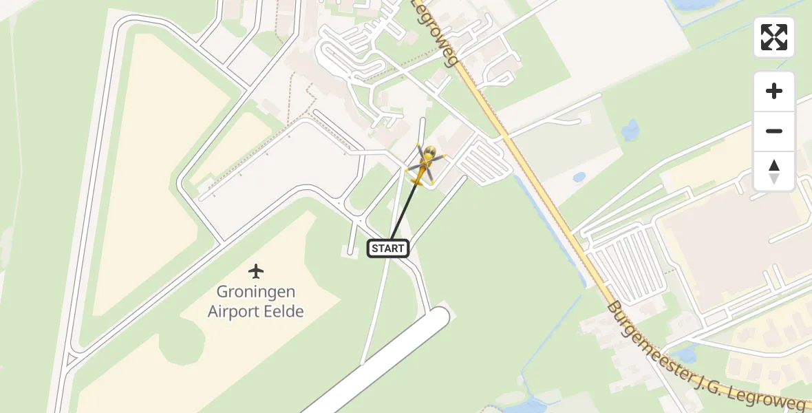 Vluchtroute Traumahelikopter Groningen Airport Eelde - Groningen Airport Eelde, 04 april 2024, 20:10