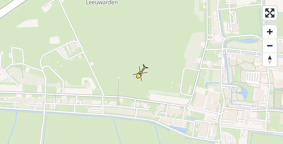 Vluchtroute Ambulancehelikopter van Vliegbasis Leeuwarden naar Vliegbasis Leeuwarden