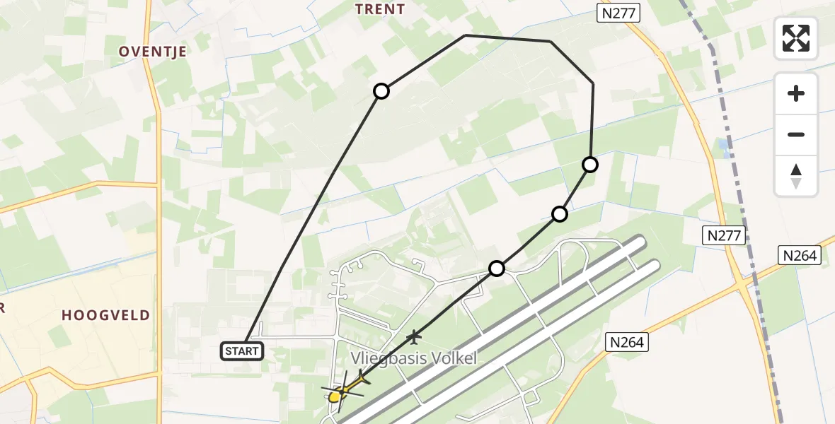 Routekaart van de vlucht: Lifeliner 3 naar Vliegbasis Volkel, Millsebaan