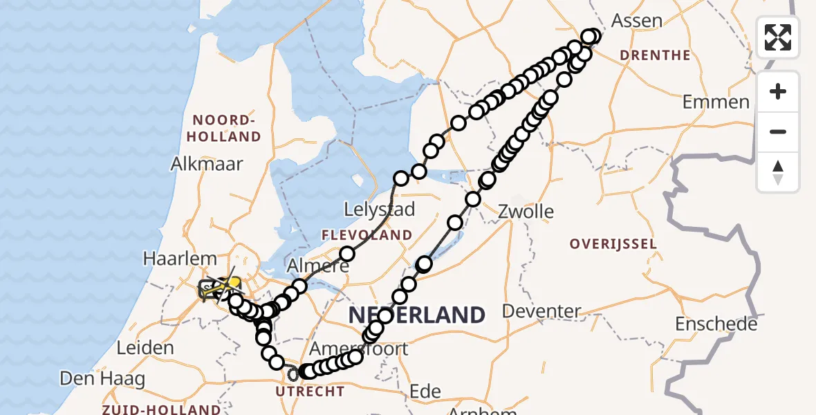 Routekaart van de vlucht: Politieheli naar Schiphol, Westerkimweg