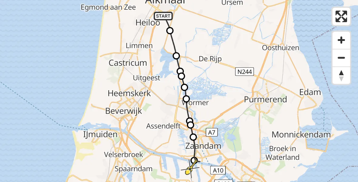 Routekaart van de vlucht: Lifeliner 1 naar Amsterdam Heliport, Opaalstraat