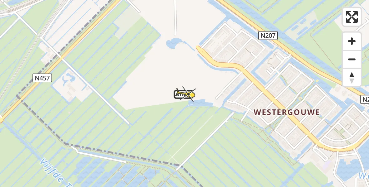 Routekaart van de vlucht: Traumahelikopter naar Gouda, Michiel Bisschopplantsoen