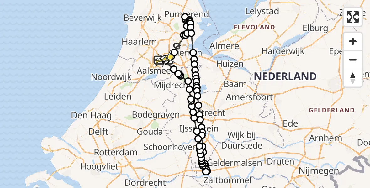 Routekaart van de vlucht: Politieheli naar Schiphol, Kemajoranstraat