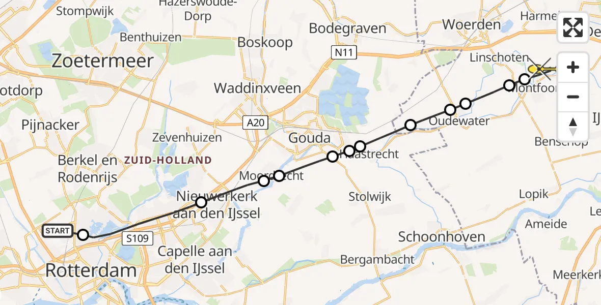 Routekaart van de vlucht: Lifeliner 2 naar Montfoort, Tegelplaats