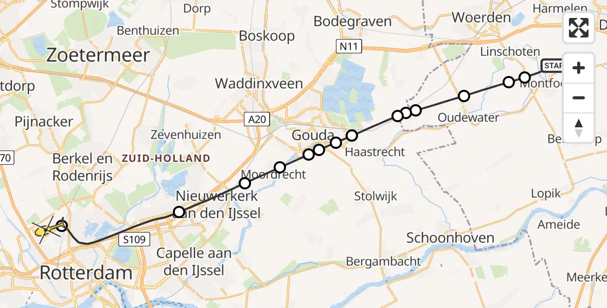 Routekaart van de vlucht: Lifeliner 2 naar Rotterdam The Hague Airport, Lindeboomsweg