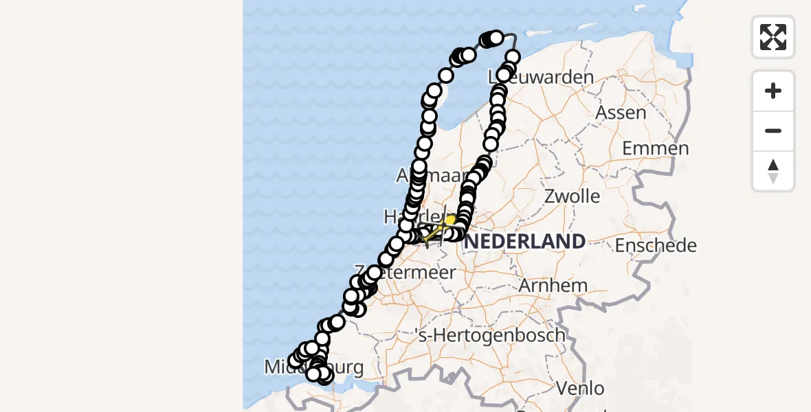 Vluchtroute Politiehelikopter van Schiphol naar Schiphol
