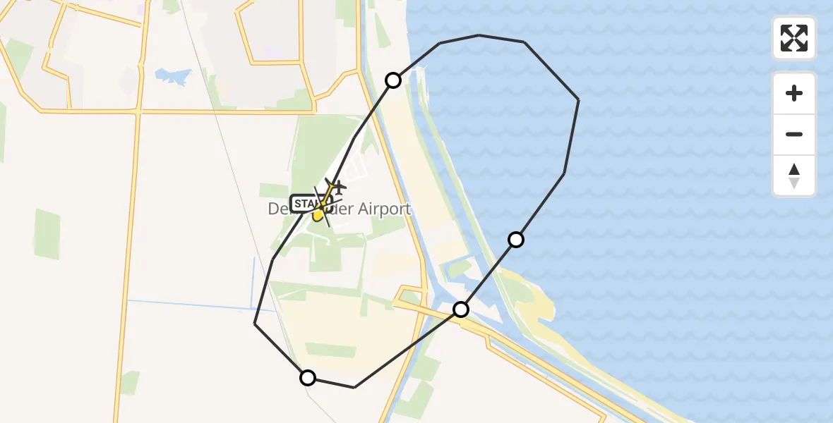 Routekaart van de vlucht: Kustwachthelikopter naar Vliegveld De Kooy, Middenvliet