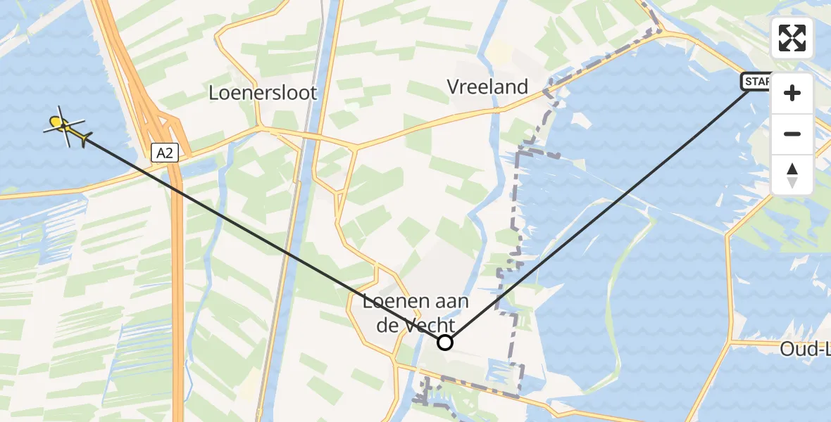 Routekaart van de vlucht: Politieheli naar Vinkeveen, Oud Over