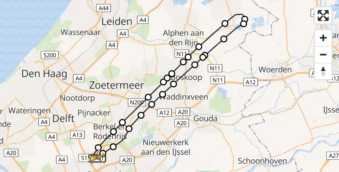 Vluchtroute Traumahelikopter Rotterdam The Hague Airport - Rotterdam The Hague Airport, 05 april 2024, 16:40