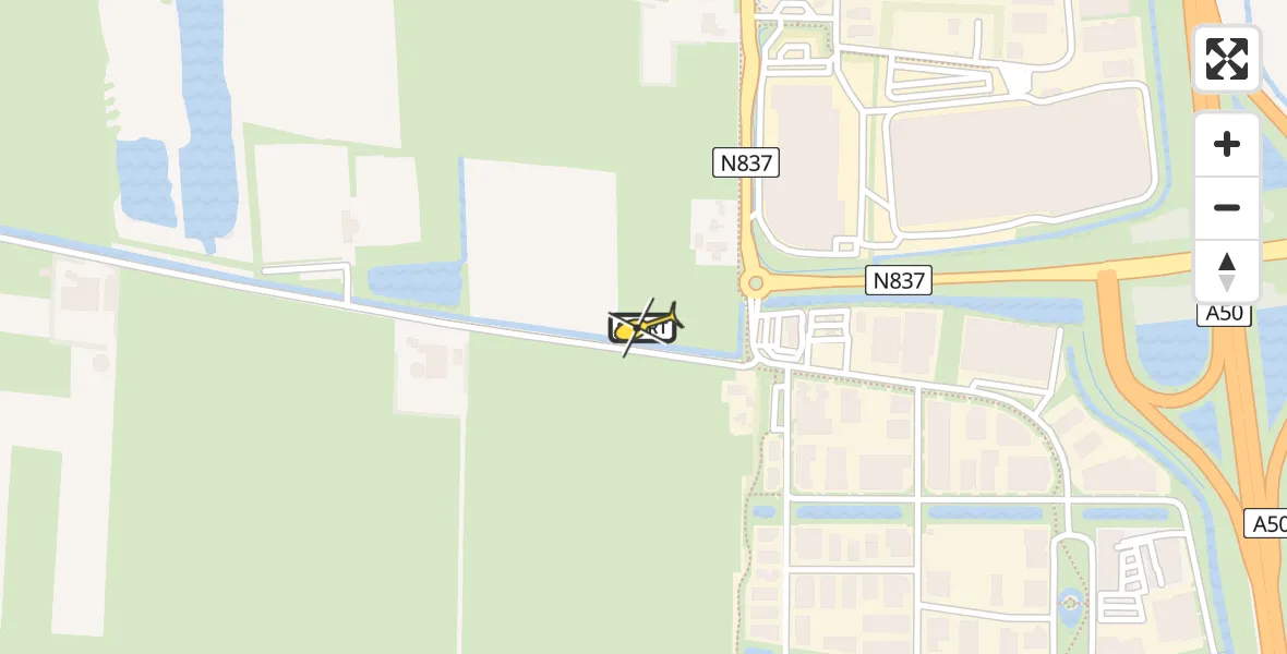 Vluchtroute Traumahelikopter van Heteren naar Heteren