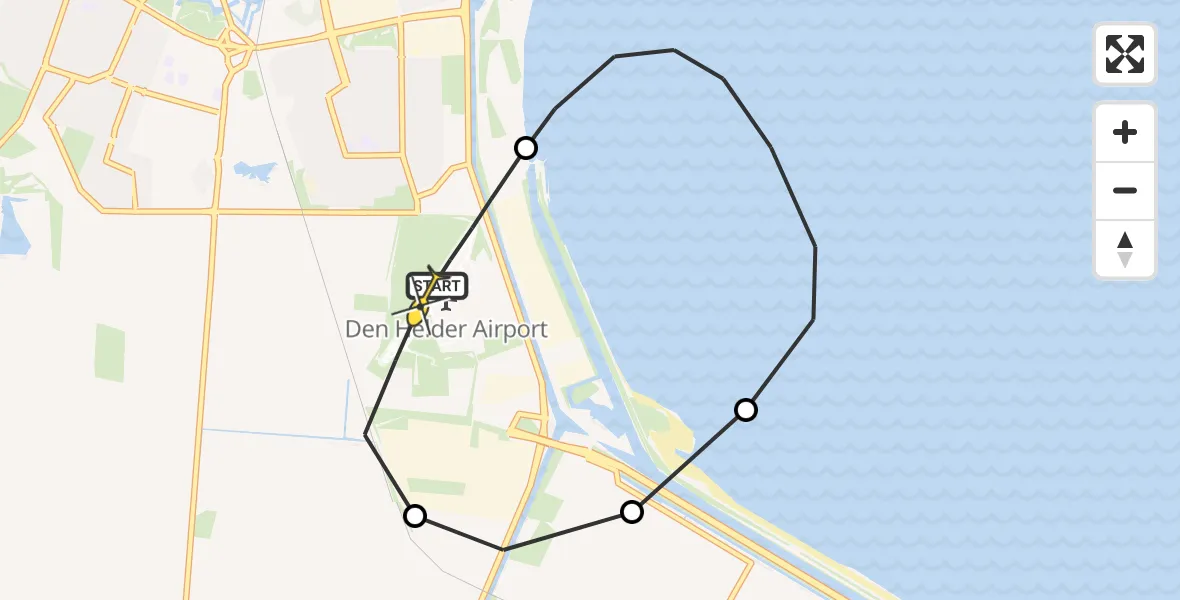 Routekaart van de vlucht: Kustwachthelikopter naar Vliegveld De Kooy, Middenvliet