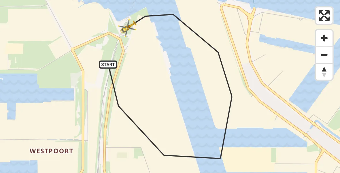Vluchtroute Traumahelikopter van Amsterdam Heliport naar Amsterdam Heliport