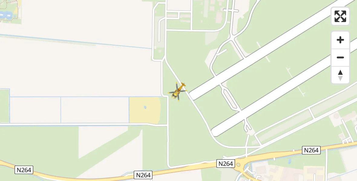 Vluchtroute Traumahelikopter van Vliegbasis Volkel naar Vliegbasis Volkel