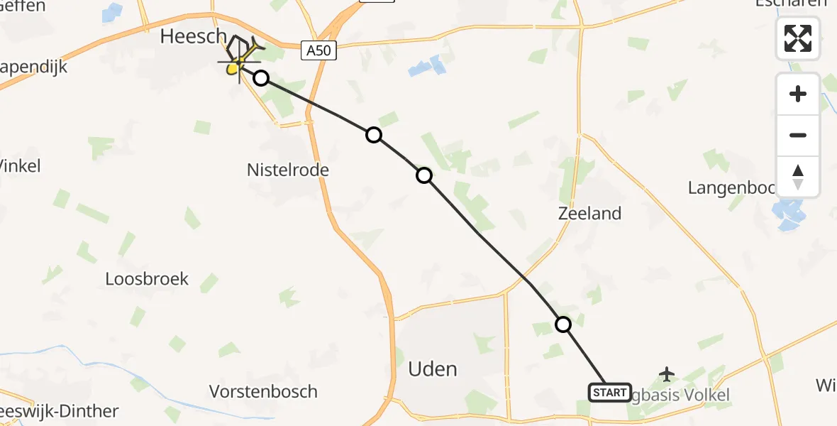 Routekaart van de vlucht: Lifeliner 3 naar Heesch, Jagersveld