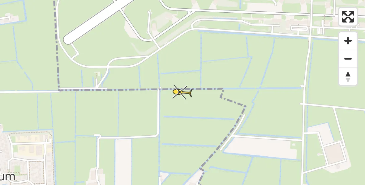 Routekaart van de vlucht: Ambulancehelikopter naar Marsum