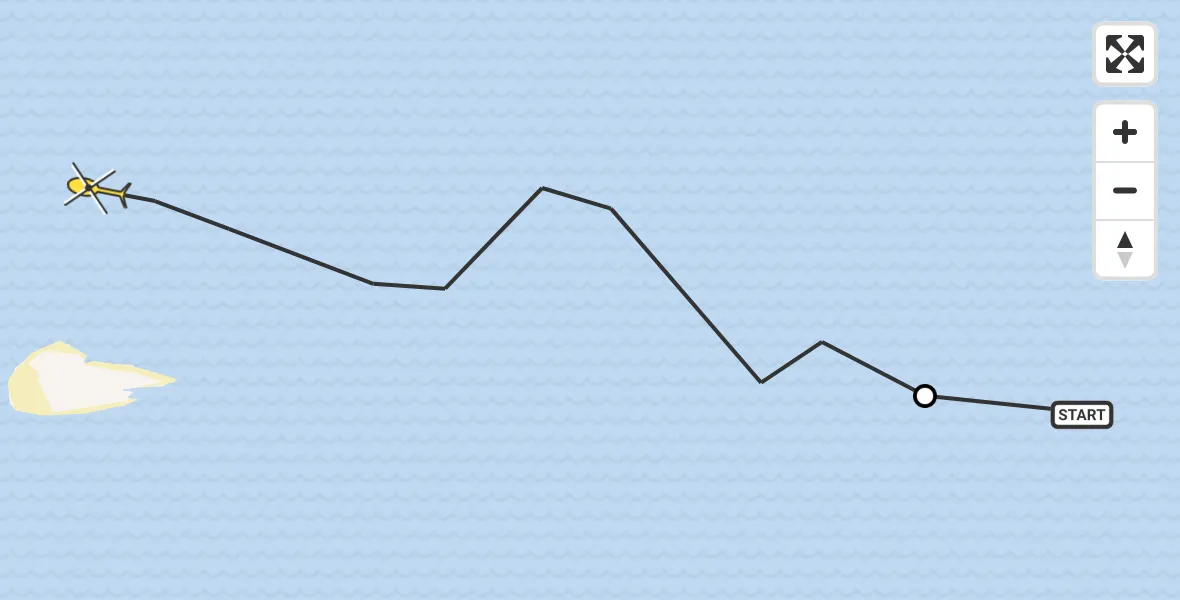 Routekaart van de vlucht: Ambulanceheli naar West-Terschelling