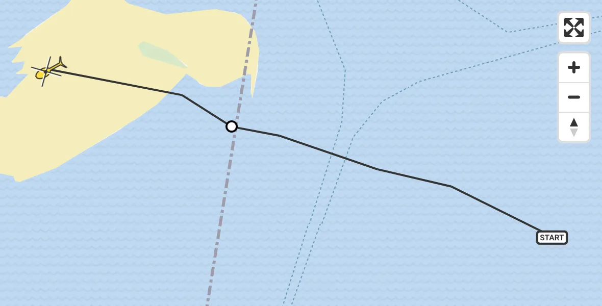 Routekaart van de vlucht: Ambulancehelikopter naar Vlieland, Richel