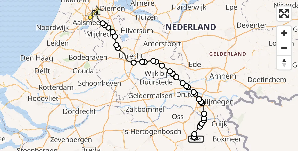 Routekaart van de vlucht: Politieheli naar Schiphol, Vliegeniersstraat