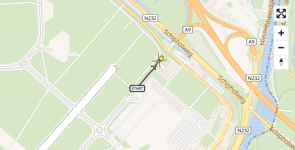 Vluchtroute Politiehelikopter van Schiphol naar Schiphol
