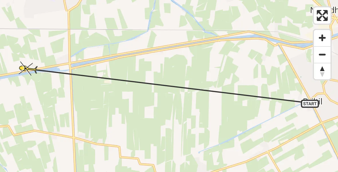 Routekaart van de vlucht: Ambulanceheli naar Grijpskerk, Hoendiep Noordzijde