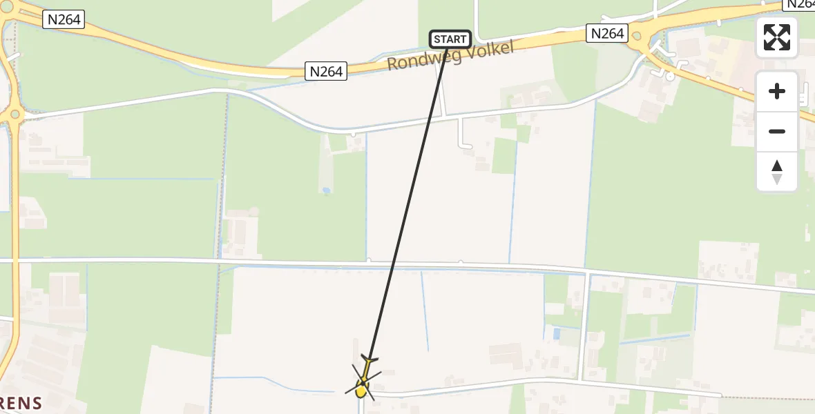 Routekaart van de vlucht: Traumahelikopter naar Odiliapeel, Vogelstraat