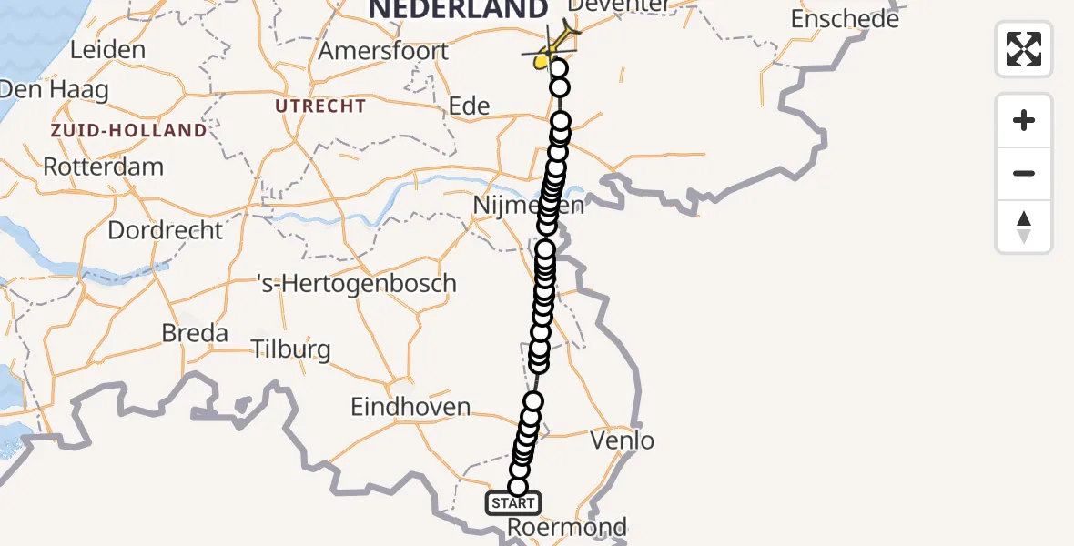 Routekaart van de vlucht: Lifeliner 3 naar Beekbergen, Swelstraat