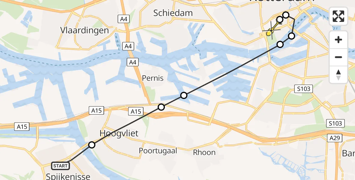 Routekaart van de vlucht: Lifeliner 2 naar Erasmus MC, Koolwitjespad