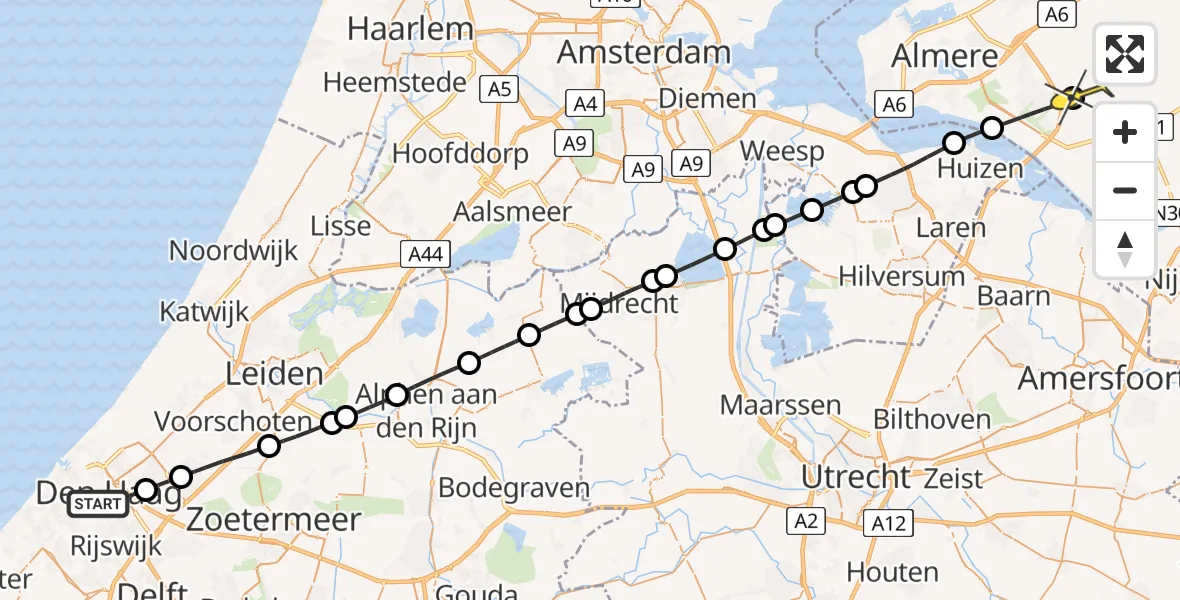 Routekaart van de vlucht: Lifeliner 1 naar Zeewolde, Slijpmolen