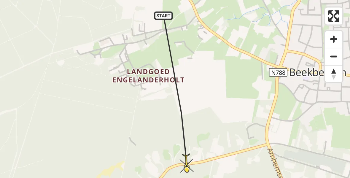 Routekaart van de vlucht: Traumahelikopter naar Beekbergen, Berg en Dalweg