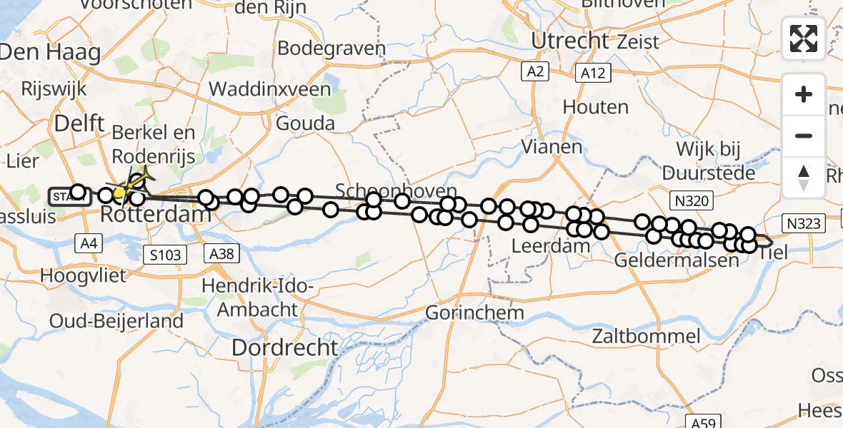 Routekaart van de vlucht: Lifeliner 2 naar Rotterdam The Hague Airport, Slot Haamstedepad
