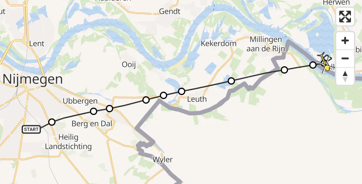 Routekaart van de vlucht: Lifeliner 3 naar Tolkamer, Groesbeekseweg