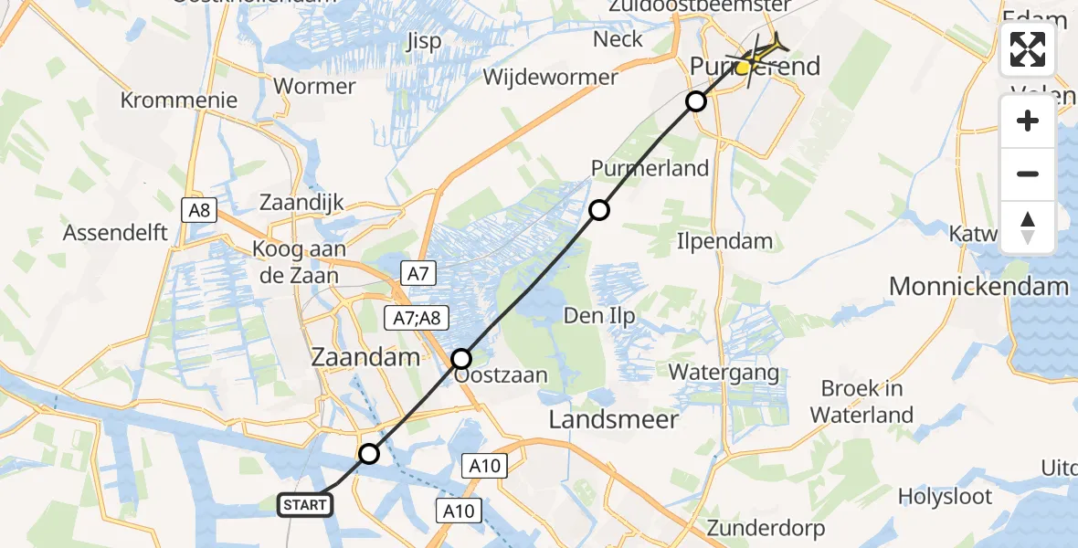 Routekaart van de vlucht: Lifeliner 1 naar Purmerend, Kardoes