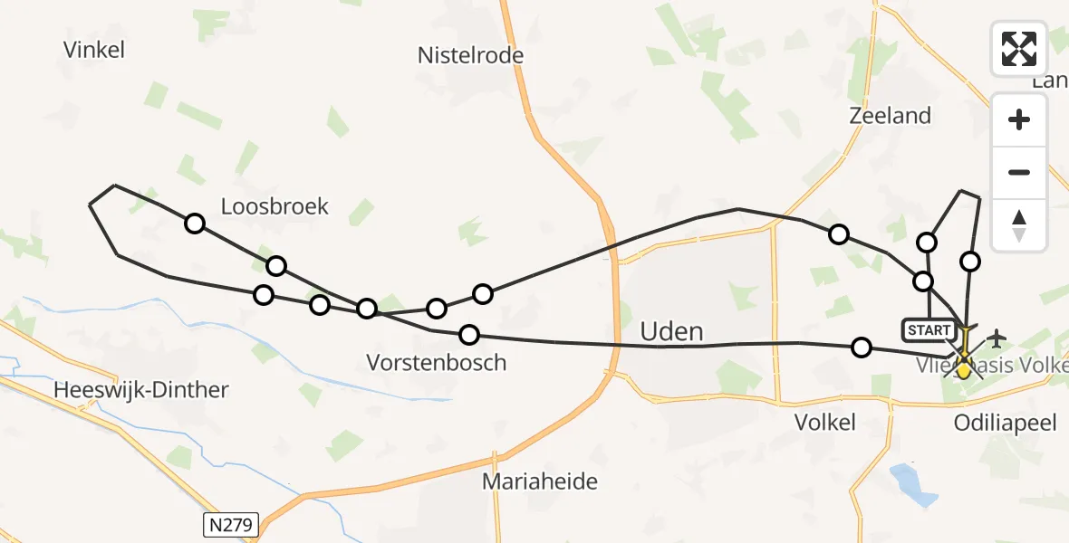 Routekaart van de vlucht: Lifeliner 3 naar Vliegbasis Volkel, Achter-Oventje