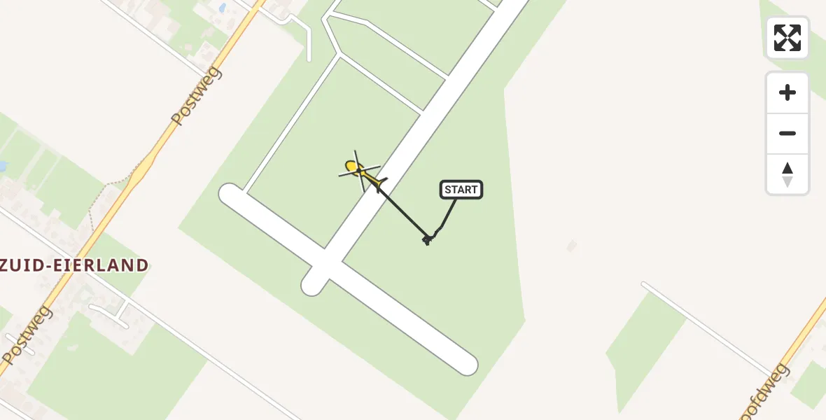 Routekaart van de vlucht: Kustwachthelikopter naar Texel International Airport, Postweg