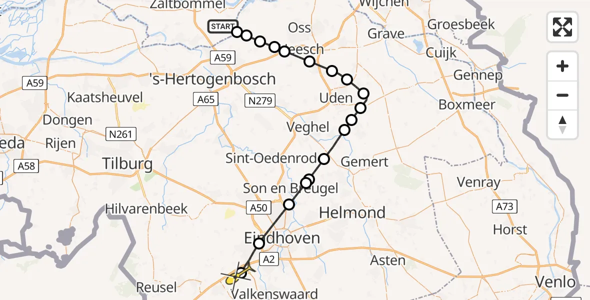 Routekaart van de vlucht: Lifeliner 3 naar Steensel, Geersteeg