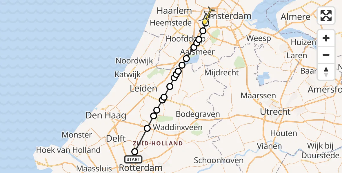 Routekaart van de vlucht: Lifeliner 2 naar Amsterdam, Oude Bovendijk