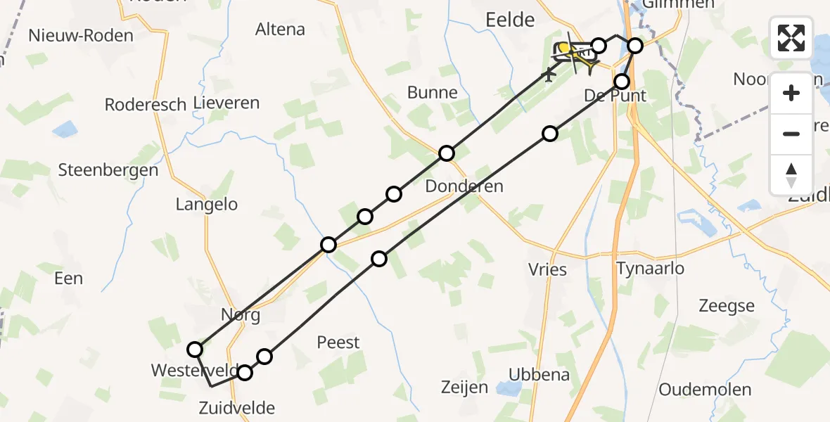Routekaart van de vlucht: Lifeliner 4 naar Groningen Airport Eelde, Veldkampweg