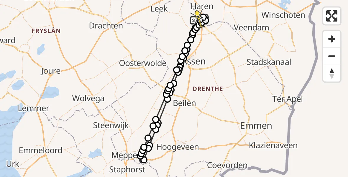 Routekaart van de vlucht: Lifeliner 4 naar Groningen Airport Eelde, Moespot