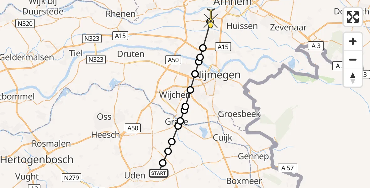 Routekaart van de vlucht: Lifeliner 3 naar Arnhem, Nieuweweg