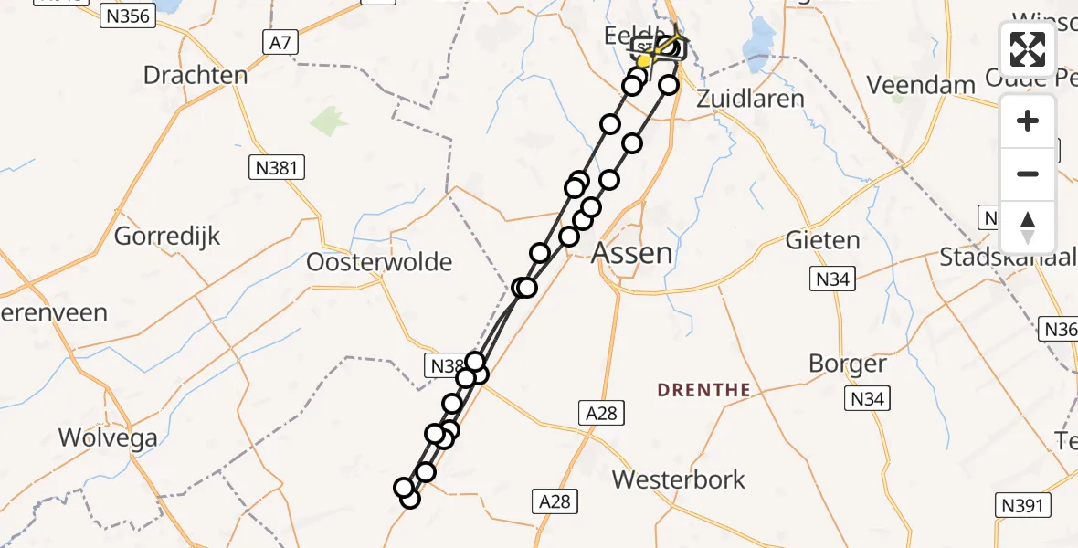 Routekaart van de vlucht: Lifeliner 4 naar Groningen Airport Eelde, Moespot