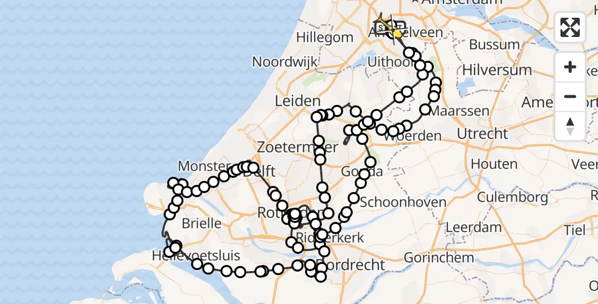 Vluchtroute Politiehelikopter van Schiphol naar Schiphol