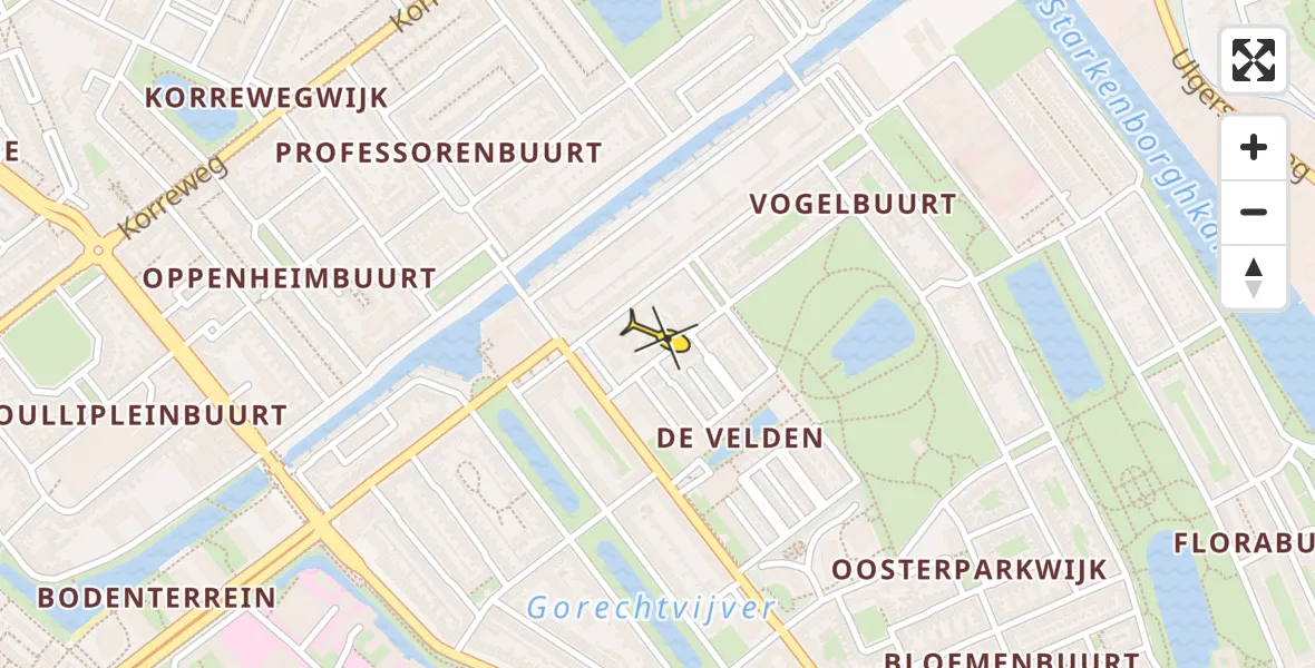 Routekaart van de vlucht: Ambulanceheli naar Universitair Medisch Centrum Groningen