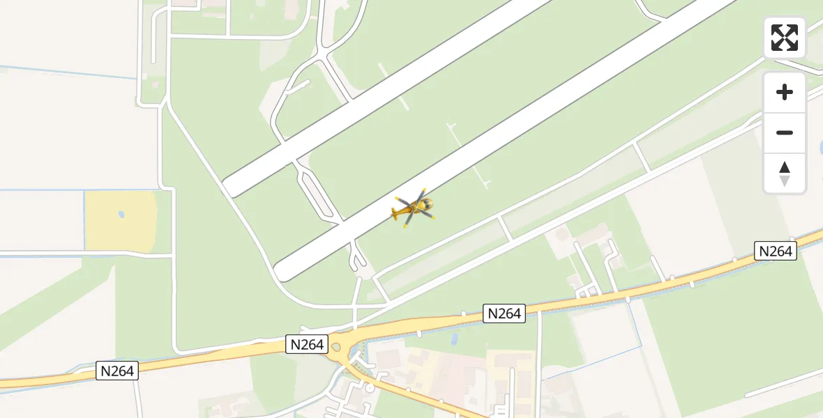 Vluchtroute Traumahelikopter van Vliegbasis Volkel naar Vliegbasis Volkel