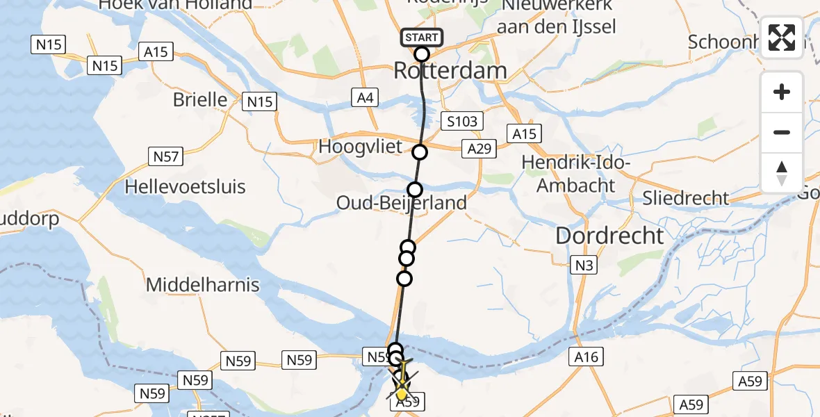 Routekaart van de vlucht: Lifeliner 2 naar Willemstad, Pilotenpad