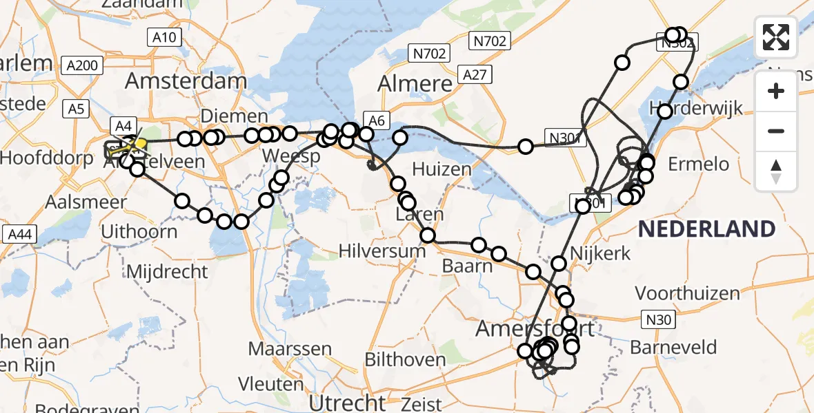 Routekaart van de vlucht: Politieheli naar Schiphol, Voltweg