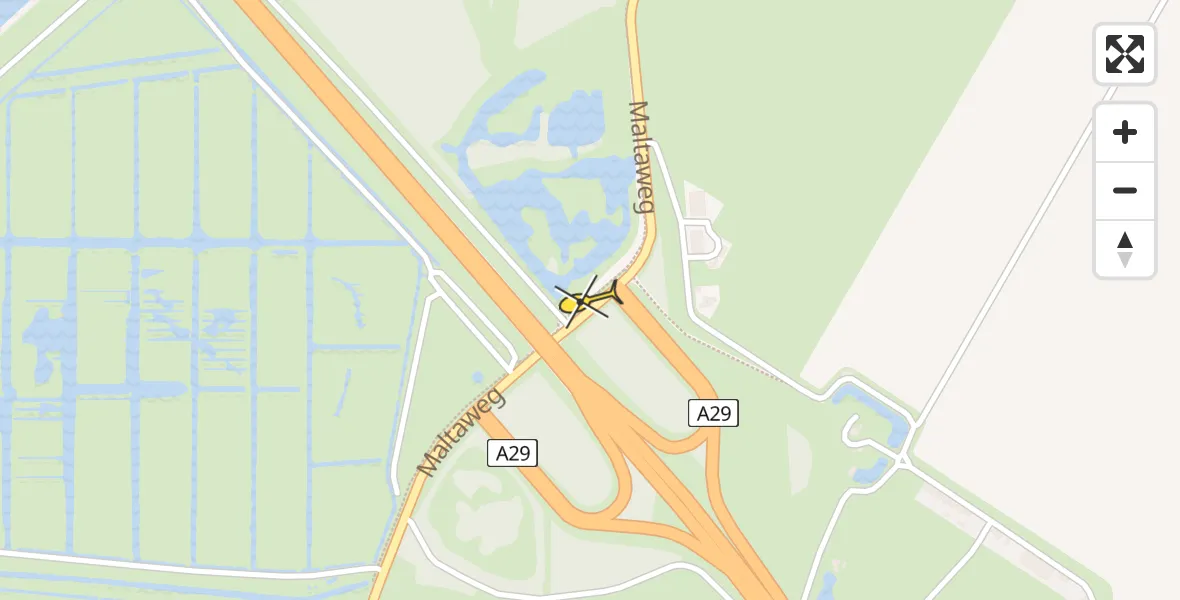 Routekaart van de vlucht: Traumahelikopter naar Willemstad