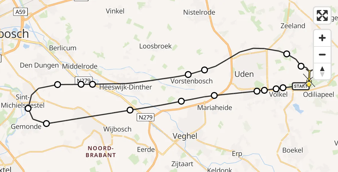 Routekaart van de vlucht: Lifeliner 3 naar Vliegbasis Volkel, Nieuwstraat