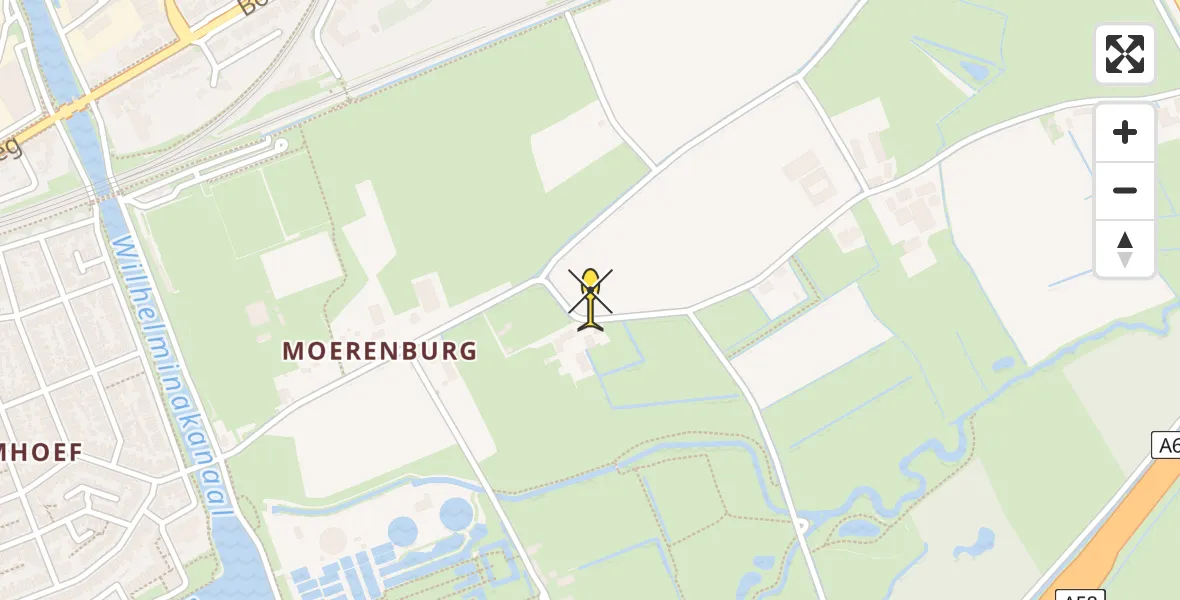 Vluchtroute Traumahelikopter van Tilburg naar Tilburg