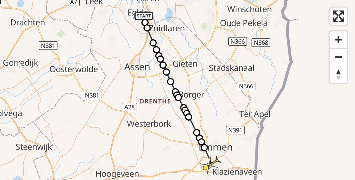 Routekaart van de vlucht: Lifeliner 4 naar Emmen, Bolhuisgat